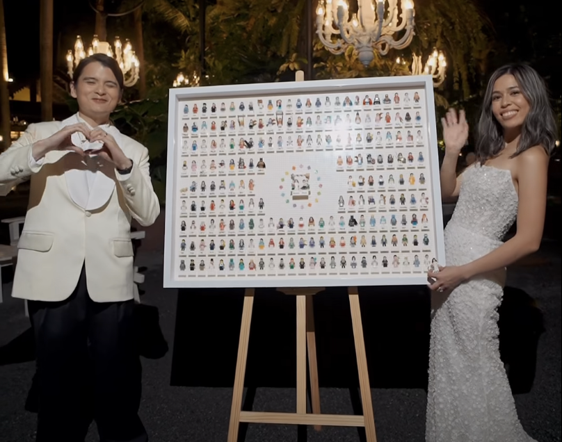 Personalized minifigure-style wedding keepsake for guests